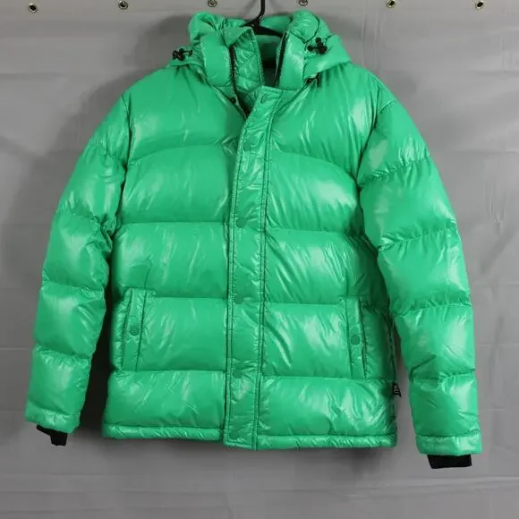 Aritzia Super Puff Jacket Womens XS Shorty Liquid Shine Hooded Puffer Goose Down - Picture 4 of 16